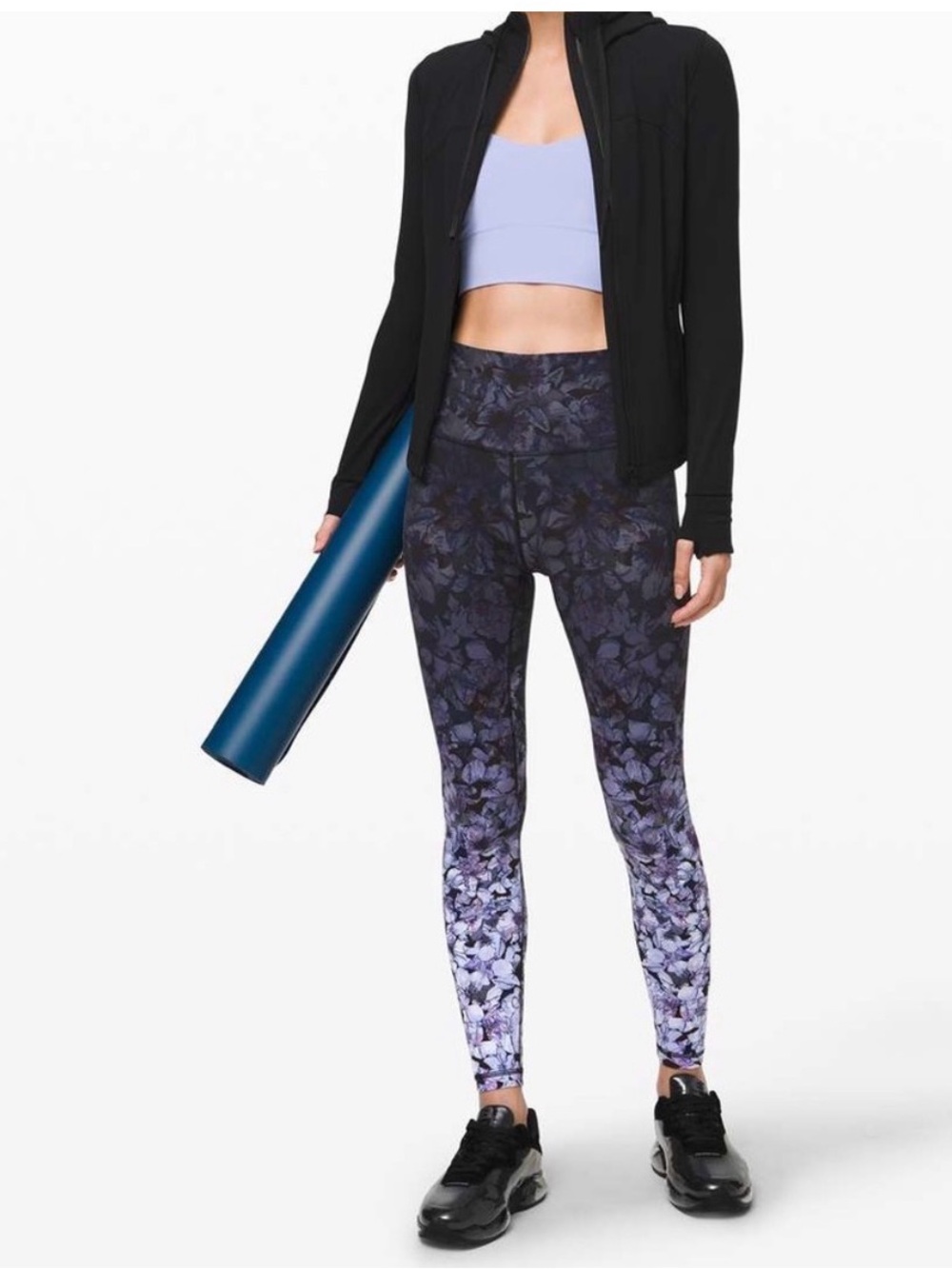 Lululemon Align HR 28” Black Gray Floral Nulu Yoga Leggings Size 4